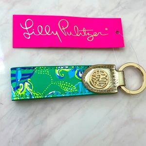 Lilly Pulitzer NWT tassel key fob botanical green flutter accessory authentic